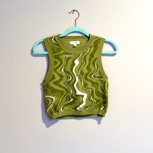 L.A. Hearts Women’s Green and White Sweater Vest, Small